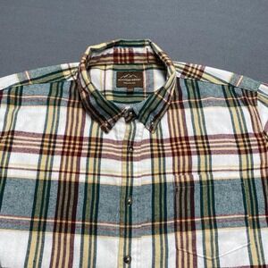Mountain Ridge‎ Shirt Mens 2XL Green Red Plaid Flannel Button Down Long Sleeve